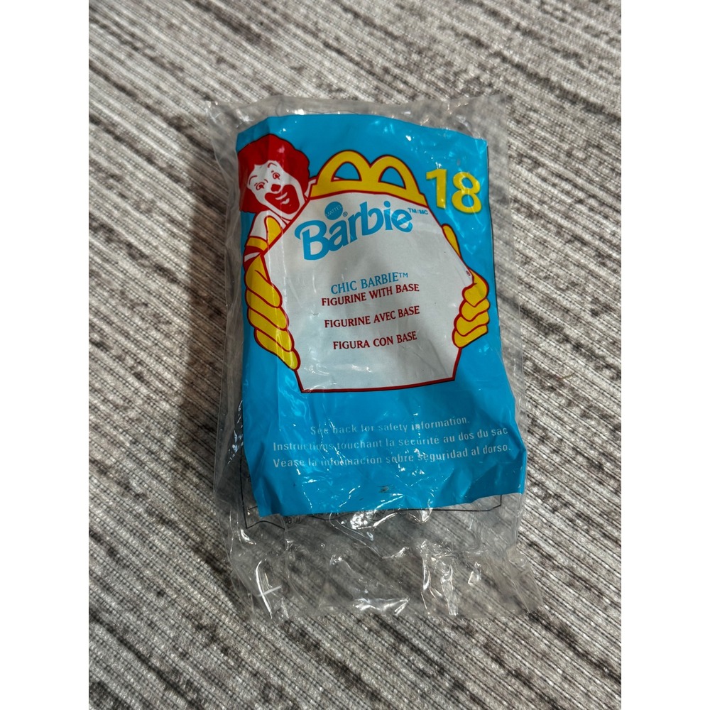 Vintage 1999 McDonalds Happy Meal Chic Barbie Figurine With Base Toy 18 Sealed